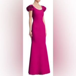 CHIARA BONI La Petite Rose Rosette Shoulder Gown